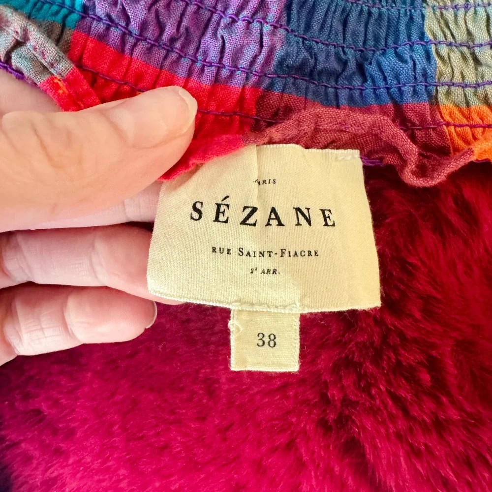 Sezane Multicolor Plaid Mini Dress - Orange, Pink, Blue, Green, Purple - Picture 8 of 11